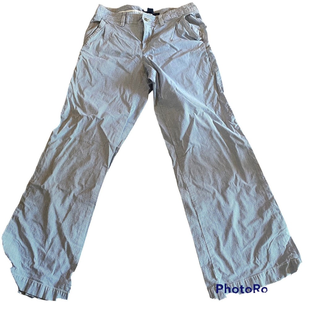 Gap Ankle Stretch Conductor Stripe Pants Blue White Womens Size 2